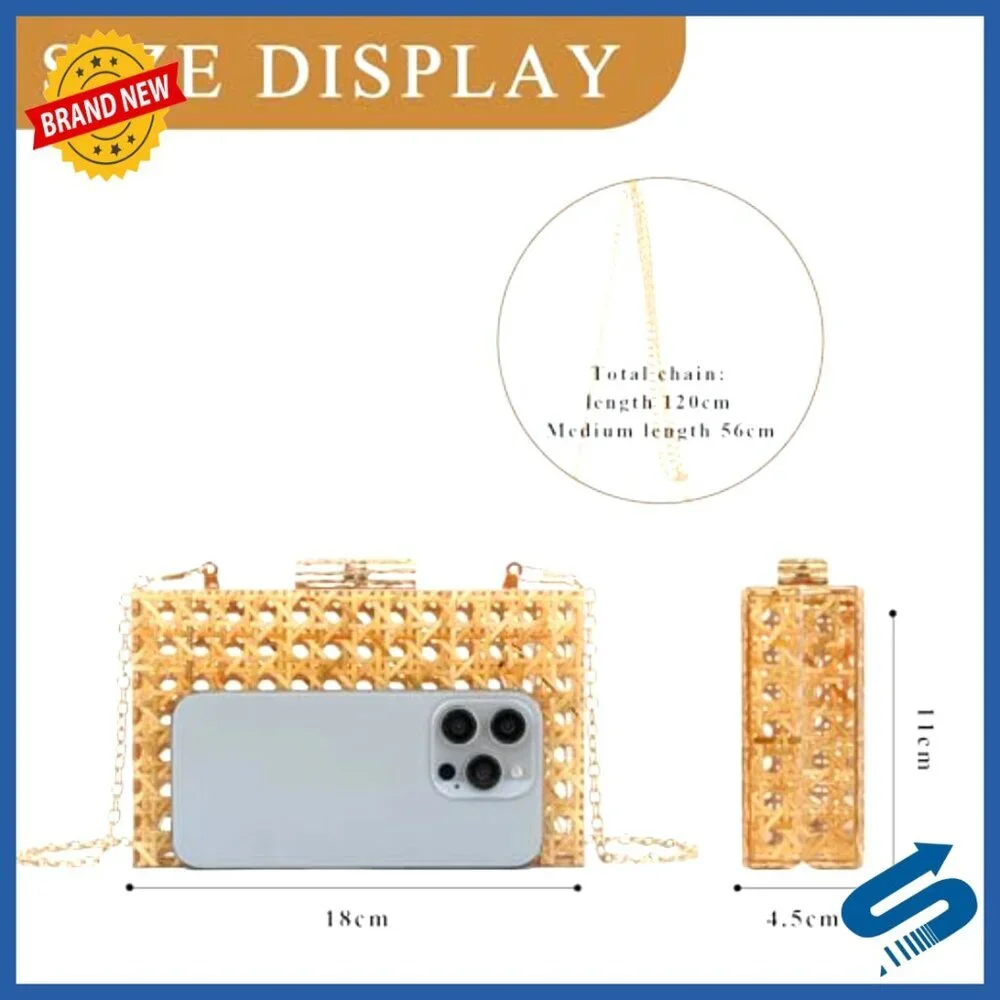 Rattan Woven Clutch Purse Evening Bag Shoulder Bag Summer Beach Tote